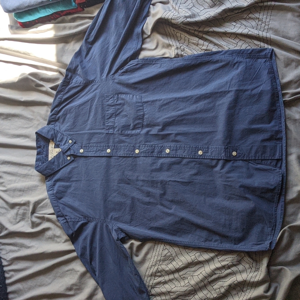 Large Denim- Blue button down shirt.